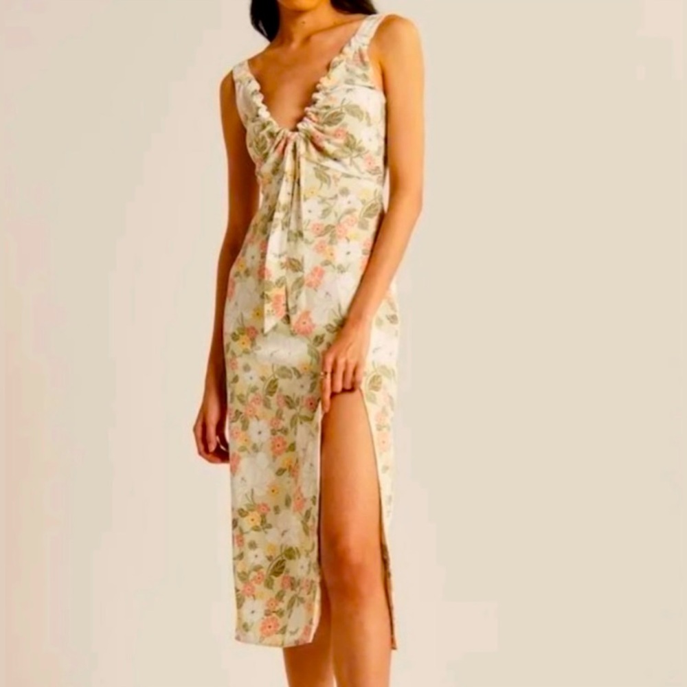 Abercrombie Cinched Floral Print Midi Dress